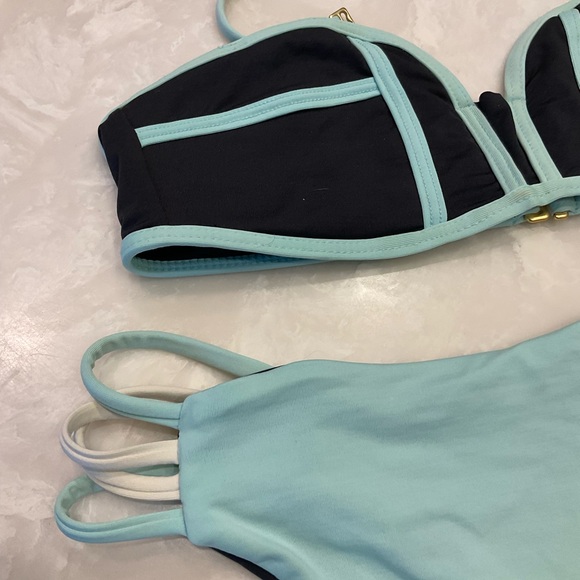 Bombshell Reversible Bikini by L Space, Black & Green, Removeable Strap, Sz Med - Picture 12 of 16